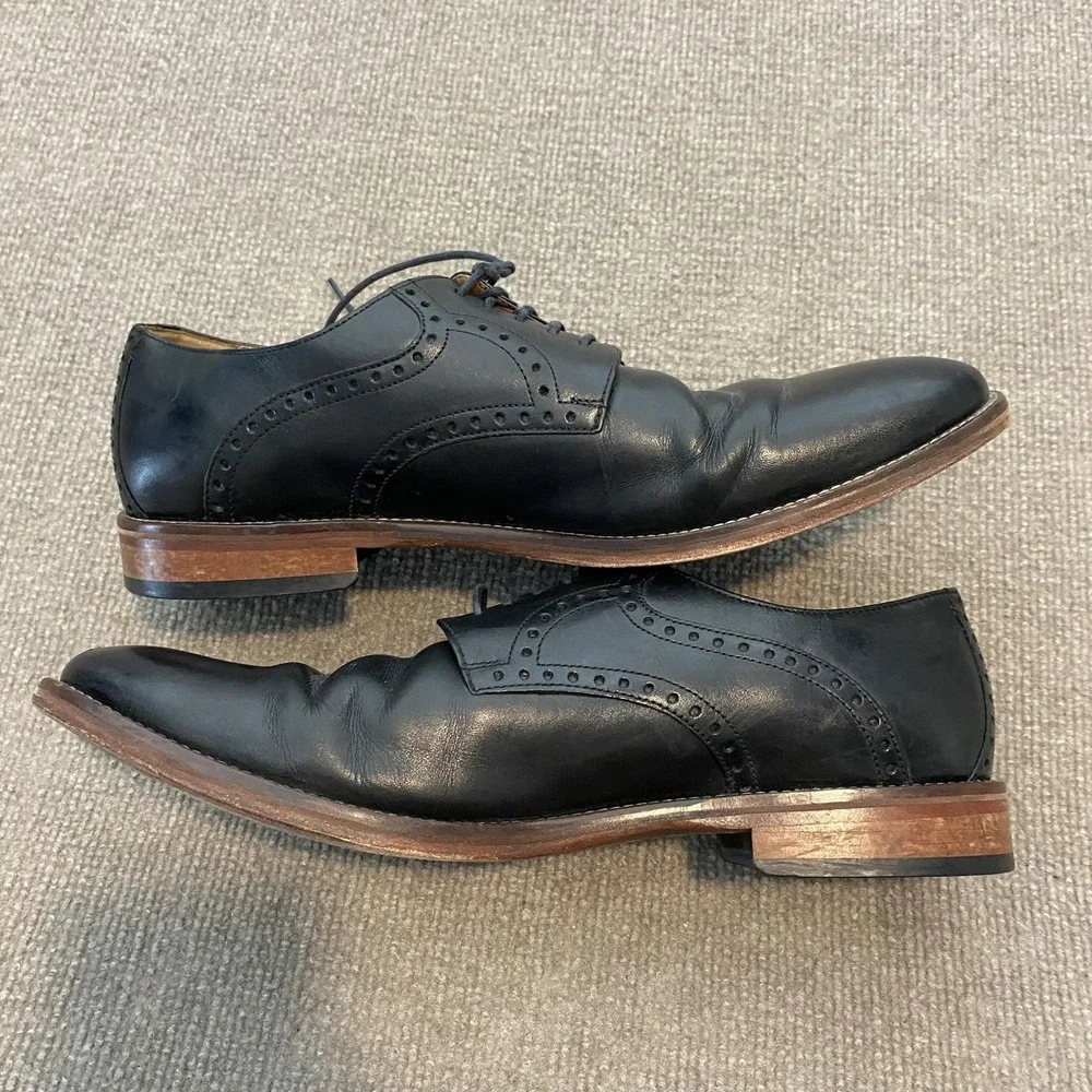 Johnston & Murphy Shoes Mens Size 12 M Black Leather Cap Toe Derby Dress 59-2065